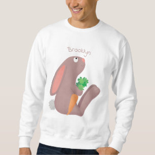 Cute bunny kanin sitta med tecknad av morot lång ärmad tröja