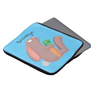 Cute bunny kanin sitta med tecknad av morot laptop fodral