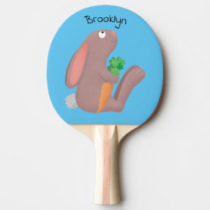 Cute bunny kanin sitta med tecknad av morot pingisracket