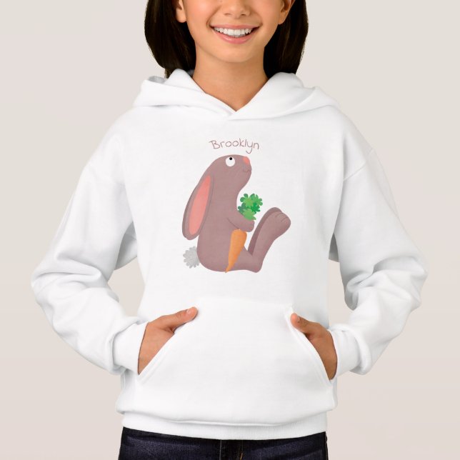 Cute bunny kanin sitta med tecknad av morot t shirt (Framsida)
