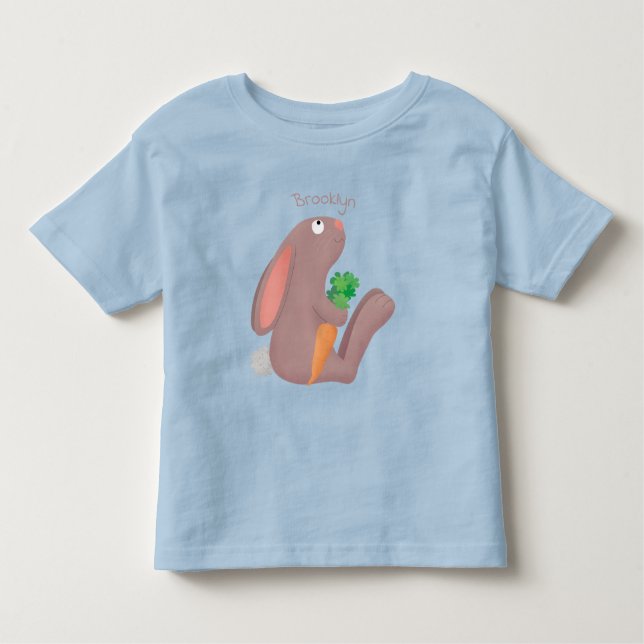 Cute bunny kanin sitta med tecknad av morot t shirt (Framsida)