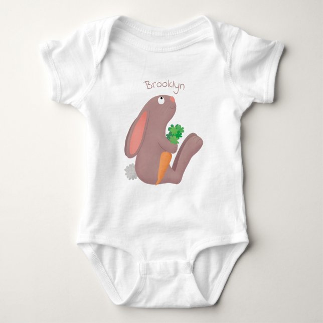 Cute bunny kanin sitta med tecknad av morot t shirt (Framsida)
