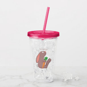 Cute bunny kanin sitta med tecknad av morot take away mugg