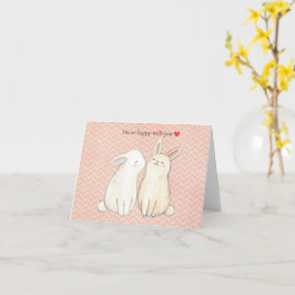 Cute Bunny-kanin Valentine-årsdagen Lycklig Kort