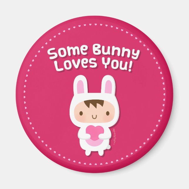 Cute Bunny Kärlek You Sweet Pun Magnet (Framsidan)