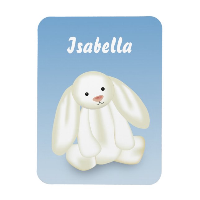Cute Bunny Kids Namn Monogram Magnet (Vertikal)