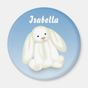 Cute Bunny Kids Namn Monogram Magnet