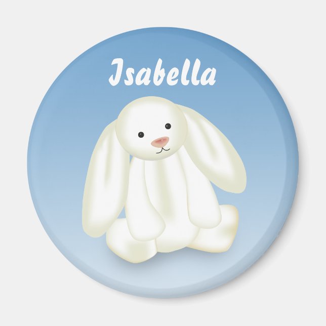 Cute Bunny Kids Namn Monogram Magnet (Framsidan)