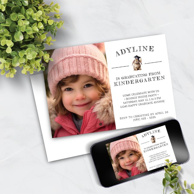 Cute Bunny Kindergarten Studenten Inbjudningar (Skapare uppladdad)