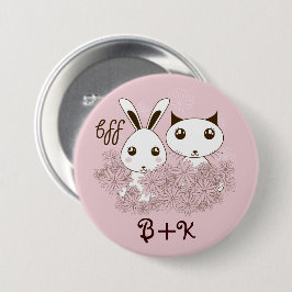 Cute Bunny Kitten Animal Friends Rosa Girls Kids Knapp