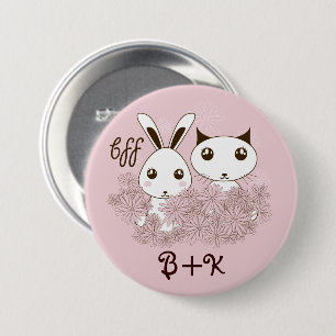 Cute Bunny Kitten Animal Friends Rosa Girls Kids Knapp