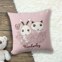 Cute Bunny Kitten Animal Friends Rosa Girls Kids