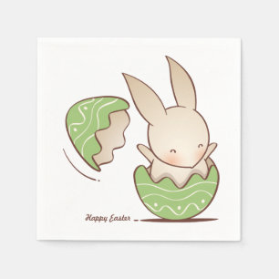 Cute Bunny-kläckning, Grönt Påskägg Pappersservett