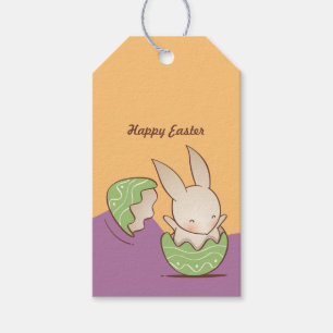 Cute Bunny-kläckning, Grönt Påskägg Presentetikett