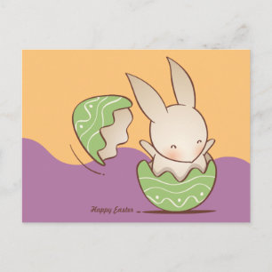 Cute Bunny-kläckning, Grönt Påskägg Vykort