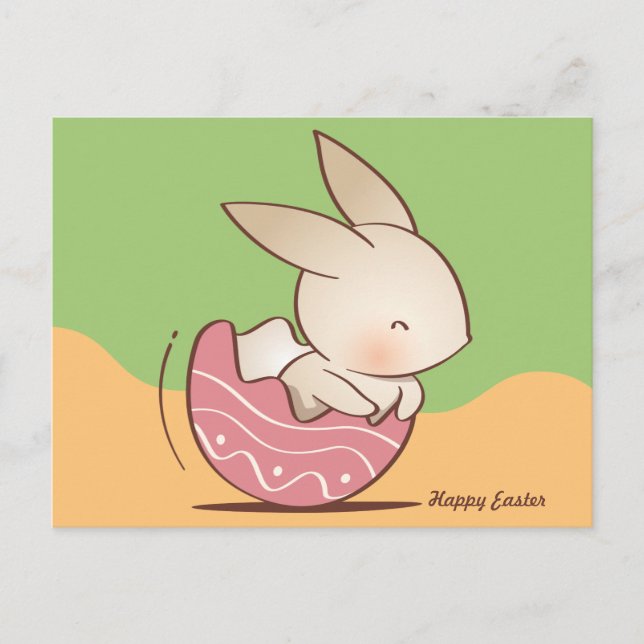 Cute Bunny-kläckning, Rosa Påskägg Vykort (Framsida)