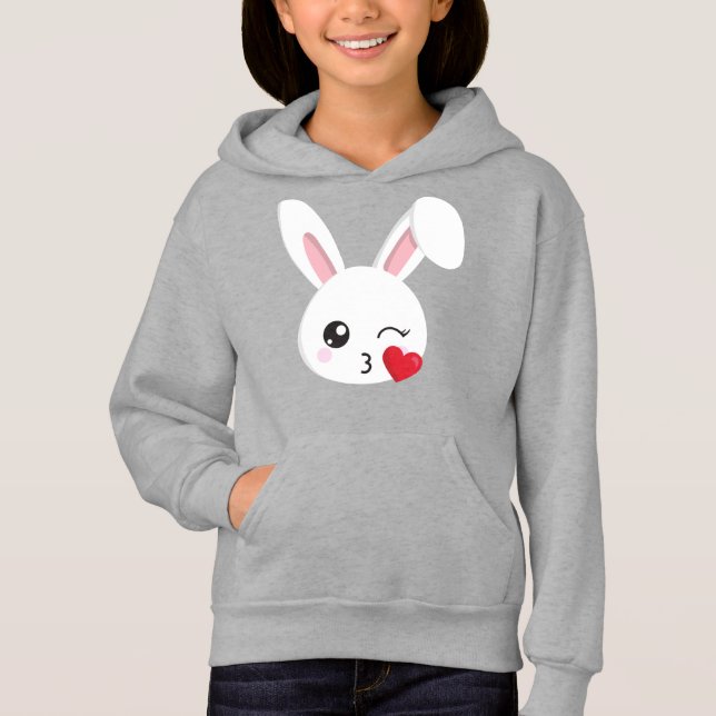 Cute Bunny, Little Bunny, White Bunny, Heart, Kiss T Shirt (Framsida)
