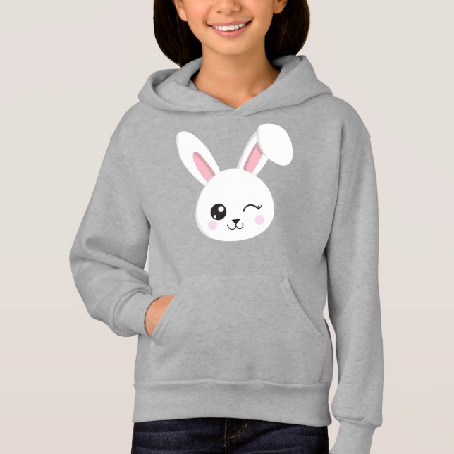 Cute Bunny, Little Bunny, White Bunny, Wink T Shirt (Framsida)