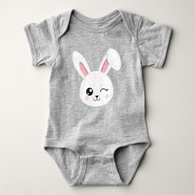 Cute Bunny, Little Bunny, White Bunny, Wink T Shirt (Framsida)