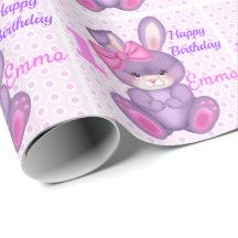 Cute Bunny Little Girls Rosa & Lavender Namn Age