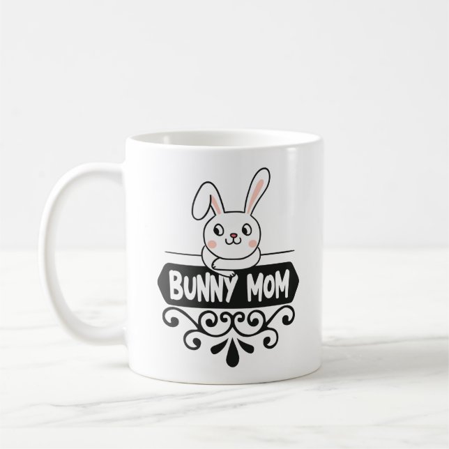 Cute Bunny mamma kanin älskare Kaffemugg (Vänster)