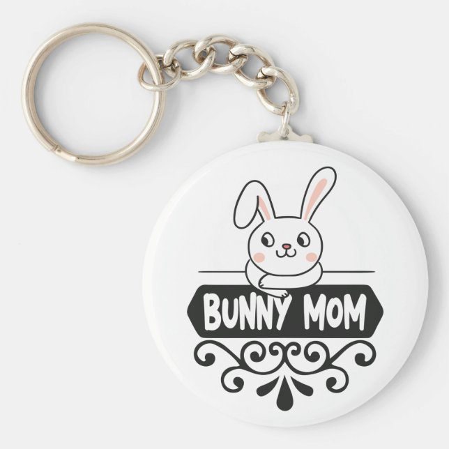 Cute Bunny mamma kanin älskare Nyckelring (Framsidan)