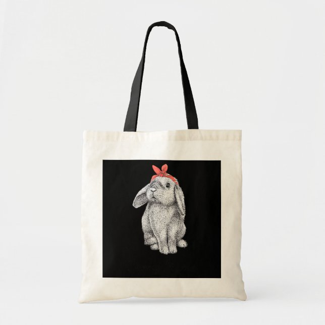 Cute Bunny Mamma Lop Eared Rabbit Wearing Bandana Tygkasse (Framsidan)
