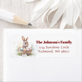 Cute Bunny med ägg påsk adress Returadress Etikett