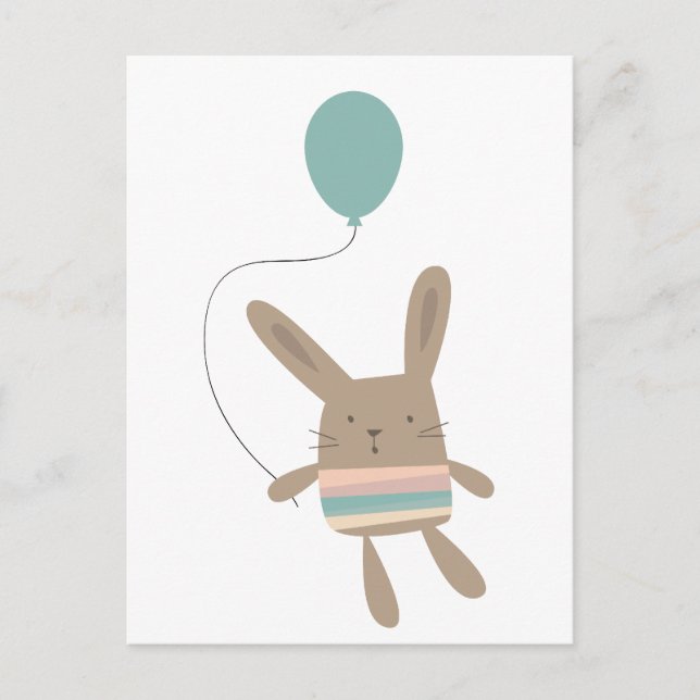 Cute Bunny med Balloon Vykort (Framsida)