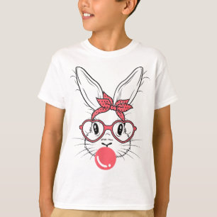 Cute Bunny med Bandana-glas och Bubblegum Happ T Shirt
