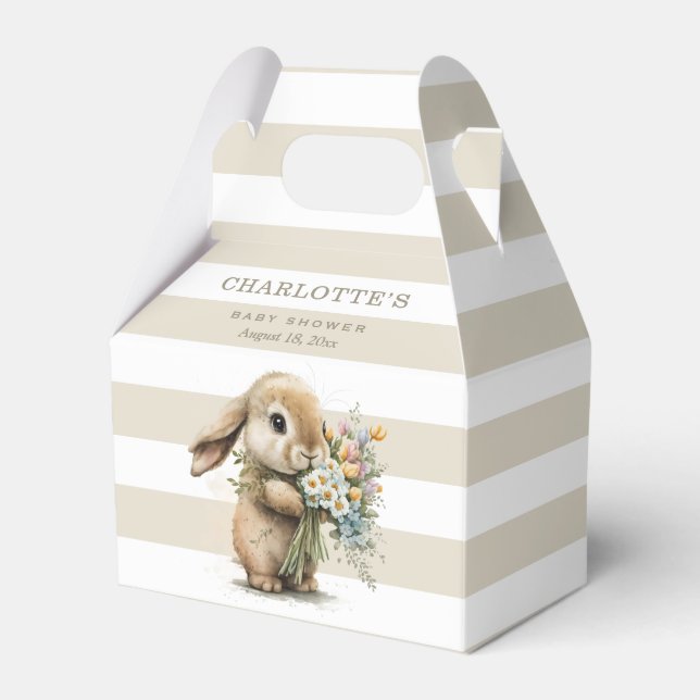 Cute Bunny med blommor Baby Shower Presentaskar (Framsidan Sidan)
