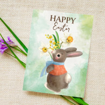 Cute Bunny med blommor glad påsk