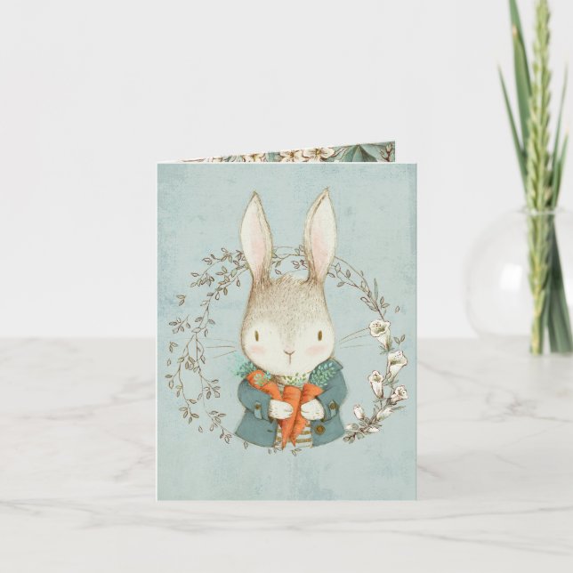Cute Bunny med Carrots Påsk Card Tack Kort (Framsida)