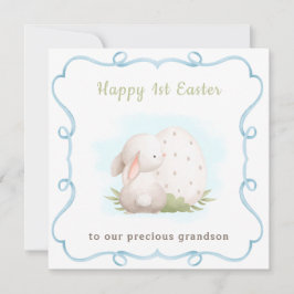 Cute Bunny med Egg Grandson Baby 1st Påsk Kort