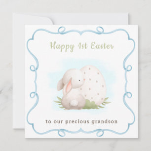 Cute Bunny med Egg Grandson Baby 1st Påsk Kort