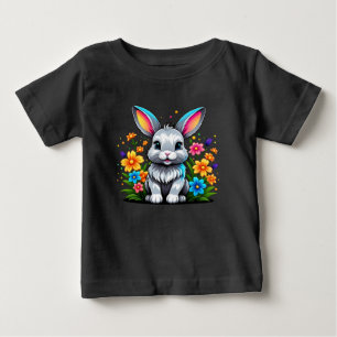 Cute Bunny med färgstarka blommor T Shirt