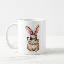 Cute Bunny med glasögon WaterColor Design Design