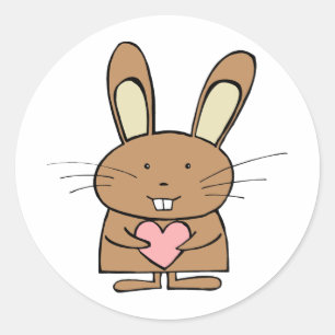 Cute Bunny med hjärta Runt Klistermärke