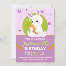 Cute Bunny med morot Födelsedagsfest Inbjudningar
