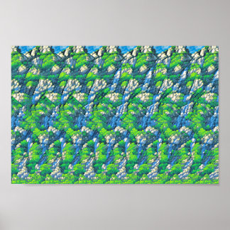 Cute Bunny med paraply - Gömt 3D-utskrift Poster