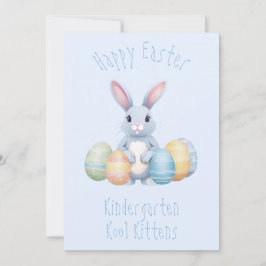 Cute Bunny med Påskägg Kindergarten Kids Blue Julkort
