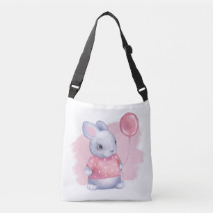 Cute Bunny med Rosa Balloon Axelväska