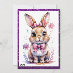 Cute bunny med rosa bockfödelsedag inbjudningar
