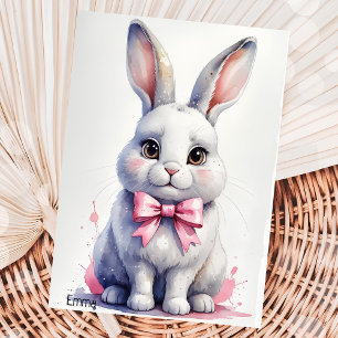Cute bunny med rosa bockfödelsedag inbjudningar
