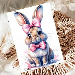 Cute bunny med rosa bockfödelsedag inbjudningar
