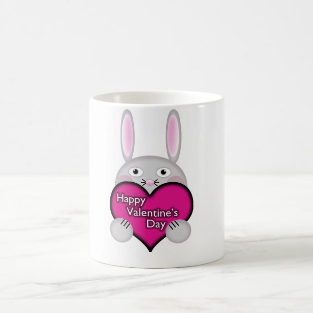 Cute Bunny med Rosa Valentines day Heart Kaffemugg (Center)
