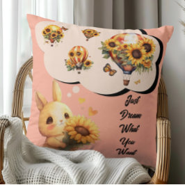Cute Bunny med solros Dekorativ kudde