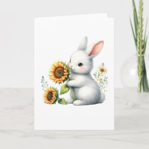 Cute Bunny med solros hela Tillfälle Hälsning Kort