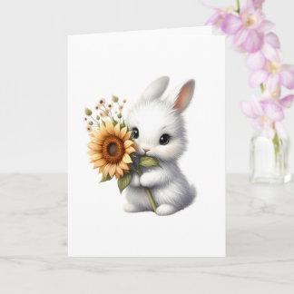 Cute Bunny med solros hela Tillfälle Hälsning Kort