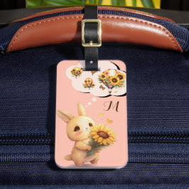 Cute Bunny med solroslastetikett Bagagebricka